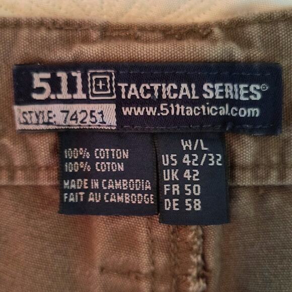 5.11 Tactical Series 74251 Cargo Pants Men's Sz 42 x 32 Gray Green Canvas Cotton - Picture 2 of 13
